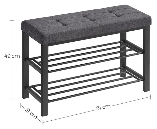 Szafka na buty z ławką i szarym siedziskiem MOBRIX 81x49 cm, czarna