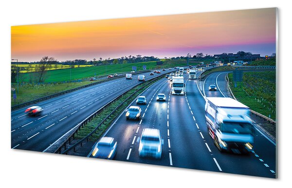 Obraz na szkle Autostrada niebo auta