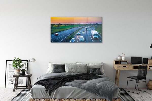 Obraz na szkle Autostrada niebo auta