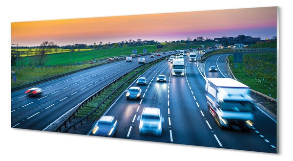 Obraz na szkle Autostrada niebo auta