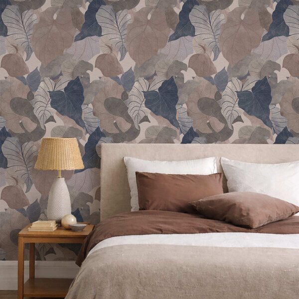 Tapety Duże stylizowane liście w pastelowych odcieniach, Tapety natura, Tapety Liście, a01115 : Uwalls.pl
