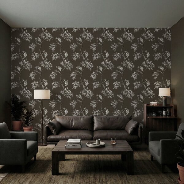Tapety Monochromatyczna gałąź z liśćmi na ciemnym tle, Tapety Z kwiatami, a01117v2 : Uwalls.pl