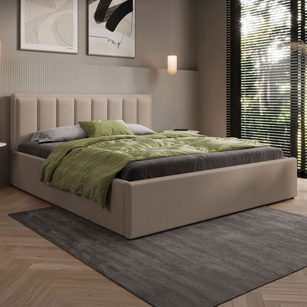 MebleMWM Łóżko tapicerowane z pojemnikiem SFG0143 | 180x200 | Boucle | Ciemny Beż #4