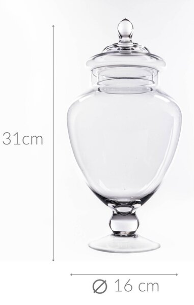 Słoik na cukierki, słój, szklany pojemnik z pokrywką, 30 cm