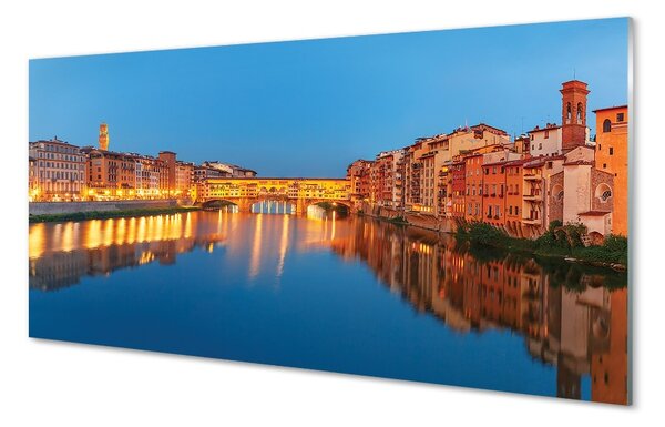 Obraz na szkle Włochy Rzeka mosty budynki noc