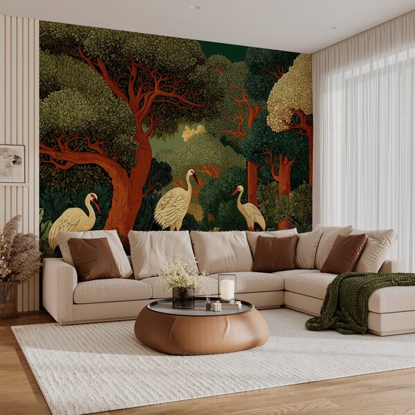 Fototapety Las z żurawiami, Fototapety Natura, w05259 : Uwalls.pl