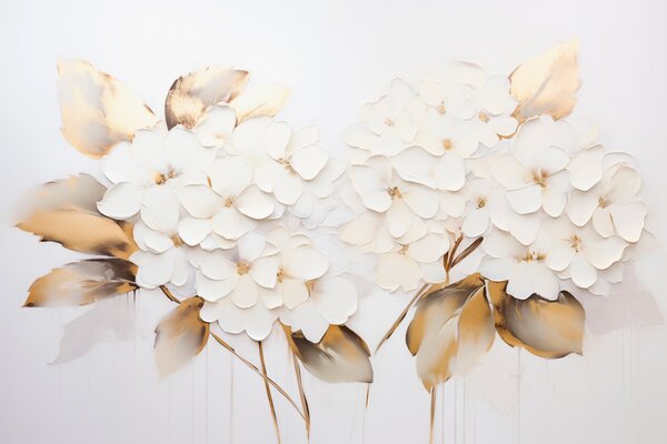 Fototapety Luksusowe hortensje o żółtych liściach, Fototapety Kwiaty, w09711 : Uwalls.pl