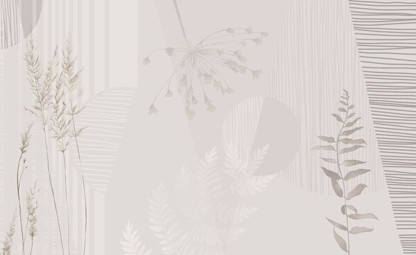 Fototapety Minimalistyczna kompozycja z trawami i kształtami, Tapety Wyjątkowe, w05318 : Uwalls.pl