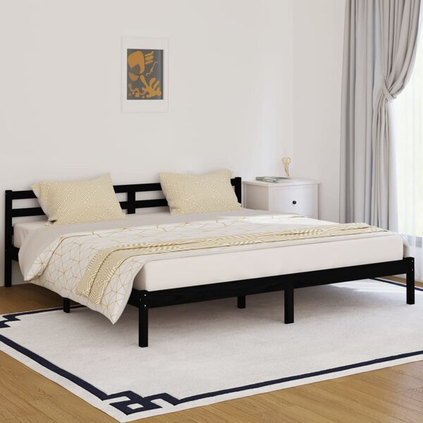Łóżko dzienne, lite drewno sosnowe, 200x200 cm, czarne