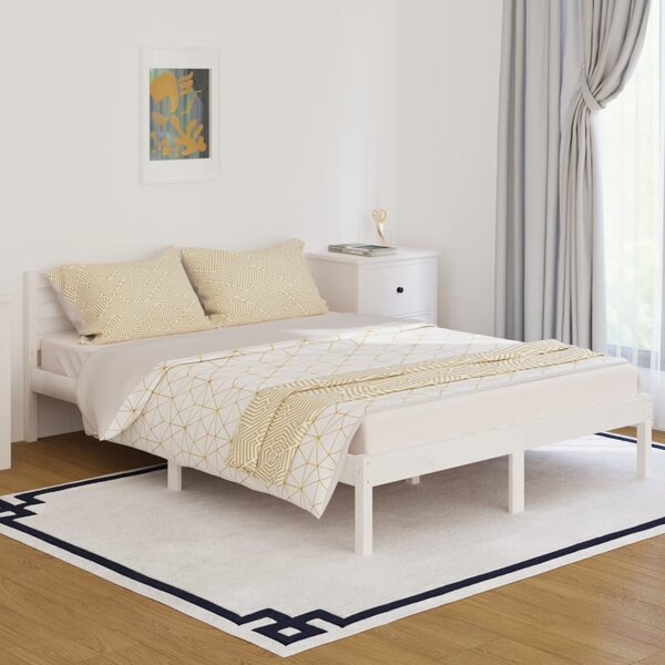 Rama łóżka, lite drewno sosnowe, 140x200 cm, białe