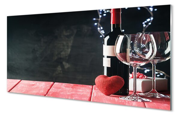 Obraz na szkle Serce kieliszek wino lampki