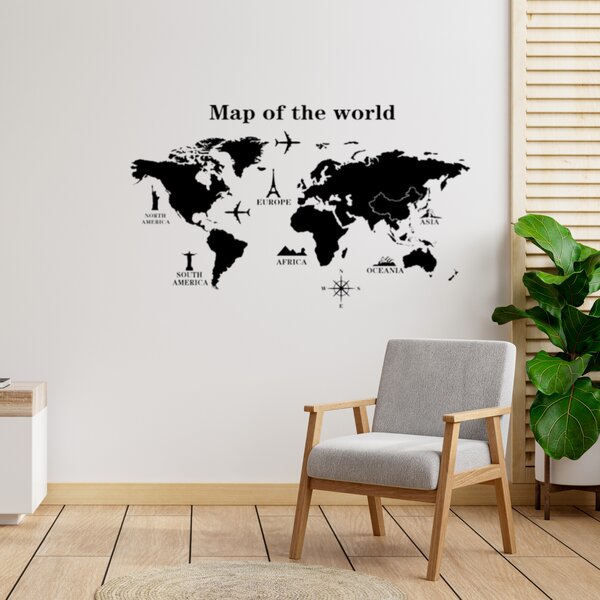 Naklejka na ścianę "Mapa świata" 120x70 cm
