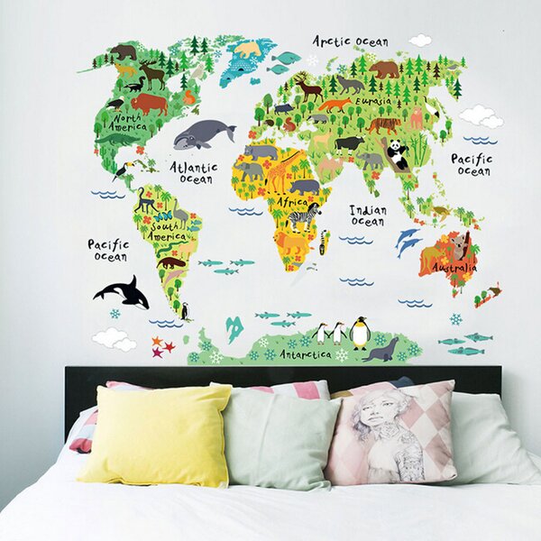 Naklejka na ścianę "Kolorowa mapa świata 2" 95x73 cm
