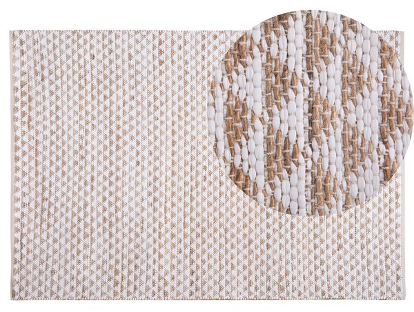 Dywan beżowo-biały juta bawełna naturalny ręcznie wykonany 140 x 200 cm Tunceli Beliani