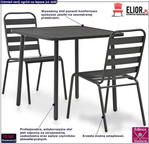Zestaw metalowych mebli ogrodowych Ewera 2X - szary