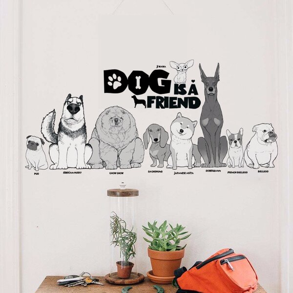 Naklejka na ścianę "Pies jest przyjacielem" 76x35 cm