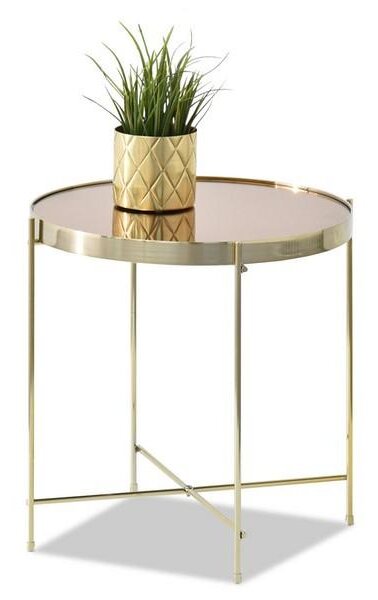 Mały stolik w stylu glamour ibia s złoty lustrzany do salonu