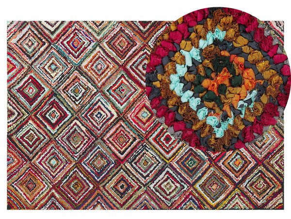 Nowoczesny dywan bawełniany wielokolorowy geometryczny wzór 140 x 200 cm Kaiseri Beliani