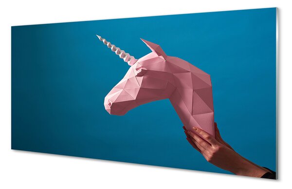 Obraz na szkle Różowy jednorożec origami