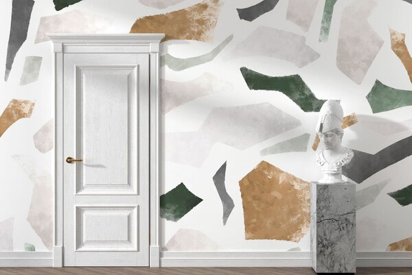 Fototapety Fragmenty o abstrakcyjnej fakturze w odcieniach zieleni i beżu, Fototapeta Terrazzo, w05146 : Uwalls.pl