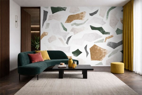Fototapety Fragmenty o abstrakcyjnej fakturze w odcieniach zieleni i beżu, Fototapeta Terrazzo, w05146 : Uwalls.pl