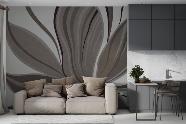 Fototapety Abstrakcyjny kwiat o delikatnych liniach w odcieniach szaro-beżowych, Fototapety Abstrakcja, w05147v1 : Uwalls.pl