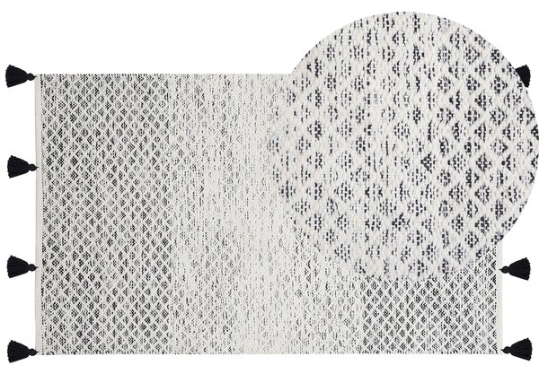 Nowoczesny dywan wełniany ozdobny frędzle 80 x 150 cm czarno-biały Gemlik Beliani