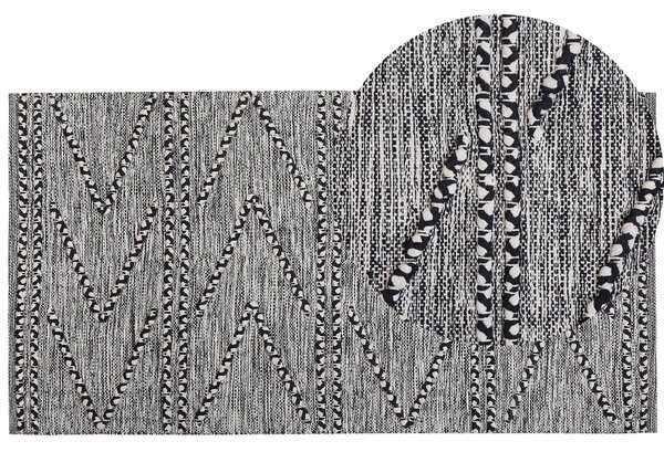 Dywan bawełniany 80 x 150 cm wzór geometryczny czarno-biały Termal Beliani