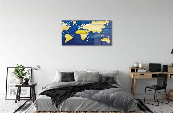 Obraz na szkle Mapa na niebieskich deskach