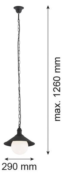 Lampa wisząca zewnętrzna Enduro, czarna, stal, szkło, IP44, E27 Enduro Argon, możliwość ściemniania, czarny, metal