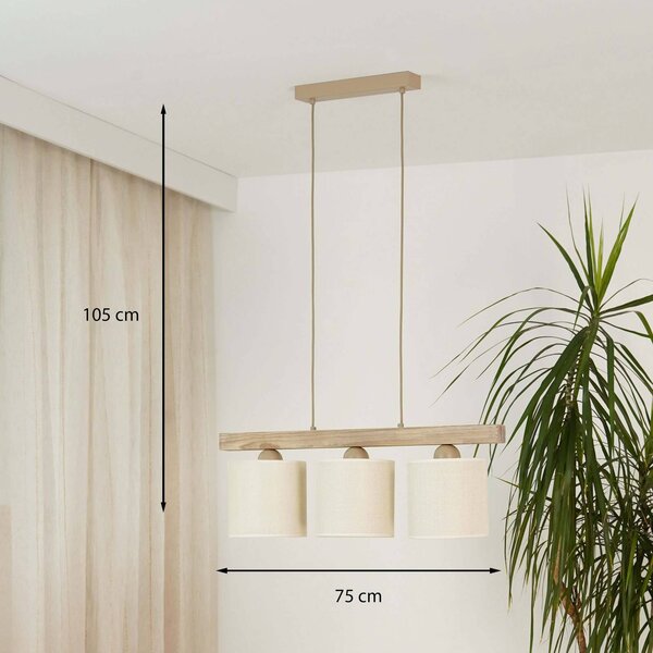 Lampa wisząca Forest Duolla, możliwość ściemniania, biały / opal, salon / jadalnia, drewno