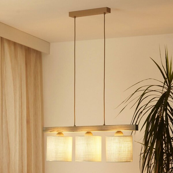 Lampa wisząca Forest Duolla, możliwość ściemniania, biały / opal, salon / jadalnia, drewno