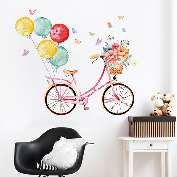 Naklejka na ścianę "Rower z balonami" 86x100 cm