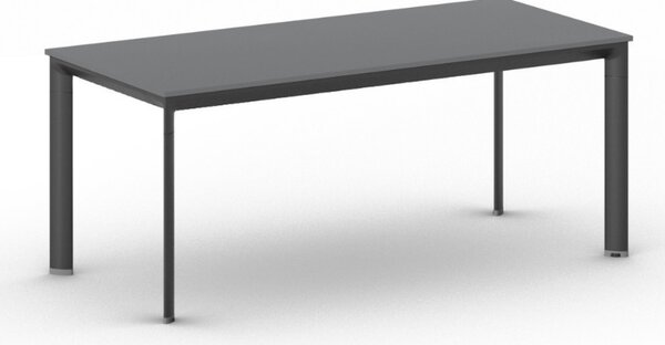 Stół konferencyjny do biura PRIMO INVITATION, 180x80 cm, czarna podstawa, grafit