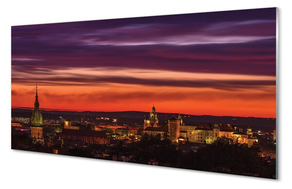 Panel Szklany Światła Nocnego Krakowa