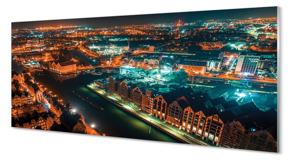 Obraz na szkle Gdańsk Rzeka panorama noc