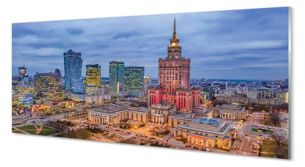 Obraz na szkle Warszawa Panorama zachód słońca