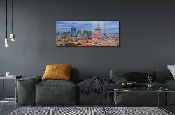 Obraz na szkle Warszawa Panorama zachód słońca