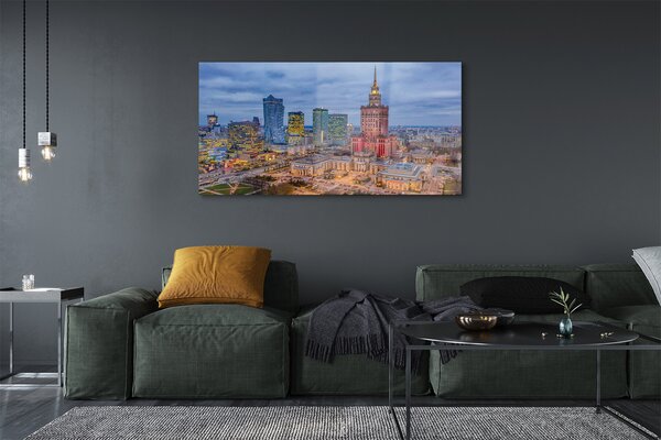 Obraz na szkle Warszawa Panorama zachód słońca