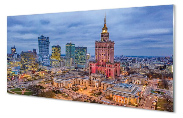 Obraz na szkle Warszawa Panorama zachód słońca