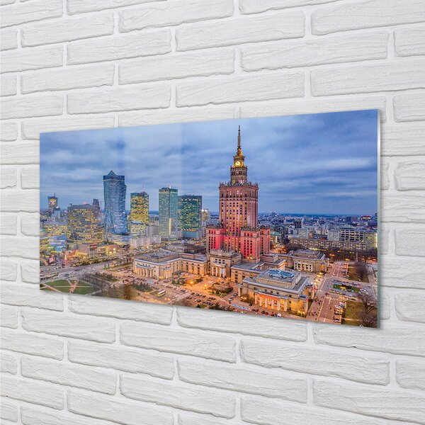 Obraz na szkle Warszawa Panorama zachód słońca