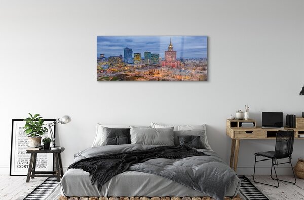 Obraz na szkle Warszawa Panorama zachód słońca