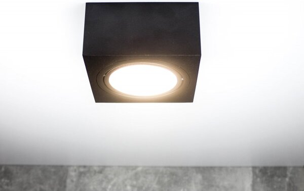 PP Design P 101 BK PLAFON NOWOCZESNA LAMPA SUFITOWA OPRAWA NATYNKOWA 12x12 CM ALUMINIUM CZARNY GX53 LED NISKI