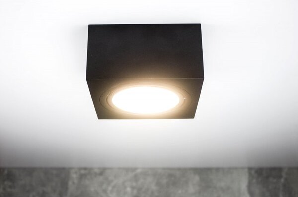 PP Design P 101 BK PLAFON NOWOCZESNA LAMPA SUFITOWA OPRAWA NATYNKOWA 12x12 CM ALUMINIUM CZARNY GX53 LED NISKI