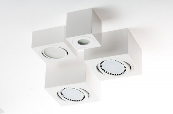 PP Design P 101 WH PLAFON NOWOCZESNA LAMPA SUFITOWA OPRAWA NATYNKOWA 12x12 CM ALUMINIUM BIAŁY GX53 LED NISKI