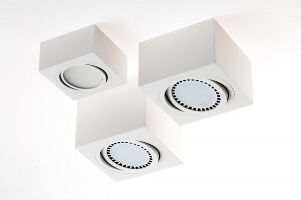 PP Design P 101 WH PLAFON NOWOCZESNA LAMPA SUFITOWA OPRAWA NATYNKOWA 12x12 CM ALUMINIUM BIAŁY GX53 LED NISKI