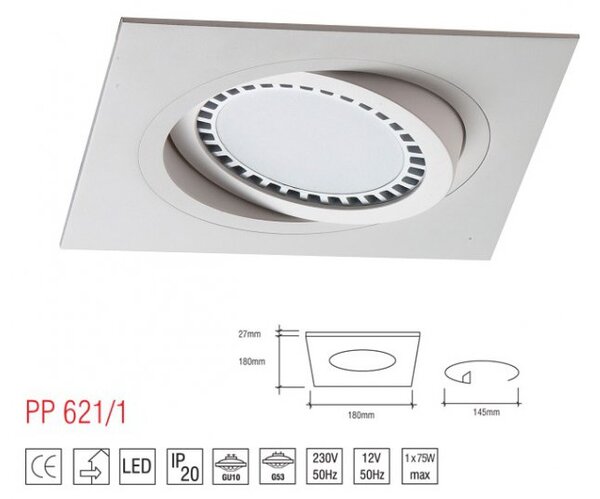 PP Design 621/1 OPRAWA HALOGENOWA LED WPUSZCZANA OCZKO REGULOWANA BIAŁY ES111 QR111 AR111 GU10 G53