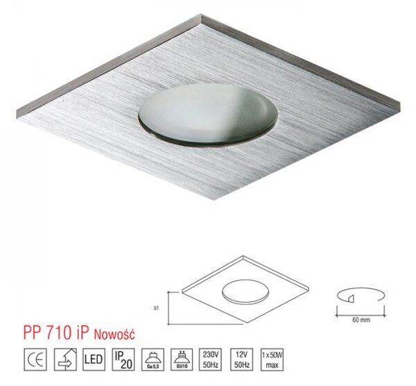 PP Design 710/1 IP OPRAWA HALOGENOWA LED WPUSZCZANA OCZKO ALUMINIUM DRAPANE MR16 GU10 GU5,3 HERMETYCZNA IP44