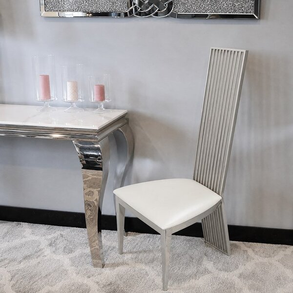 Krzesło glamour Parker White Eco - nowoczesne krzesło tapicerowane ekoskóra