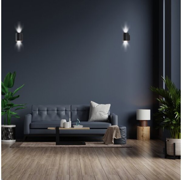 KINKIET LAMPA ŚCIENNA WALEC TUBA ŚWIATŁO GÓRA DÓŁ ALUMINIUM CZARNY G9 LED PP K 110 BK